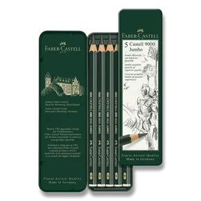 Grafitstift Castell 9000 Jumbo Blechdose 5 Stück Faber-Castell (119305)
